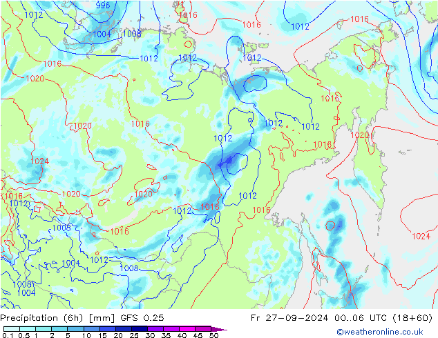 Z500/Rain (+SLP)/Z850 GFS 0.25 Fr 27.09.2024 06 UTC