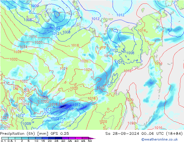 Z500/Rain (+SLP)/Z850 GFS 0.25 сб 28.09.2024 06 UTC