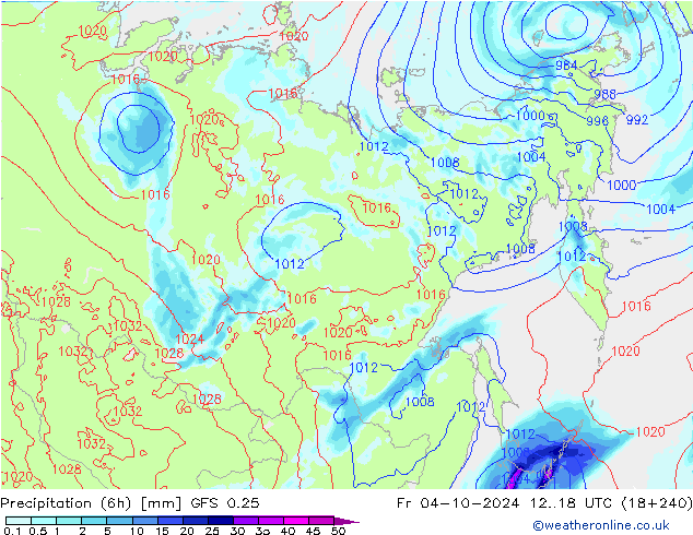 Z500/Regen(+SLP)/Z850 GFS 0.25 vr 04.10.2024 18 UTC