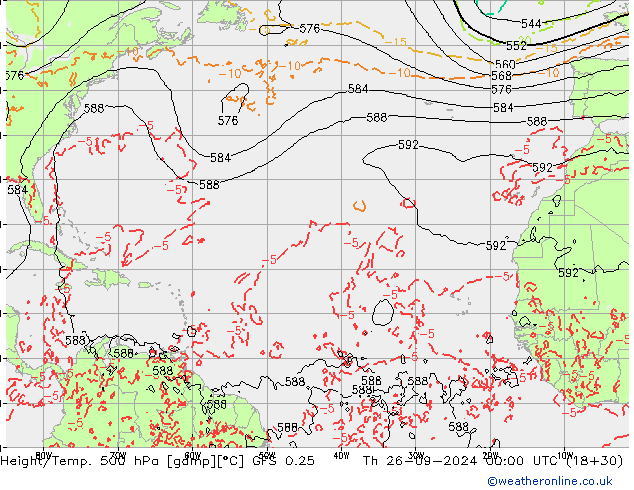 Z500/Rain (+SLP)/Z850 GFS 0.25 чт 26.09.2024 00 UTC