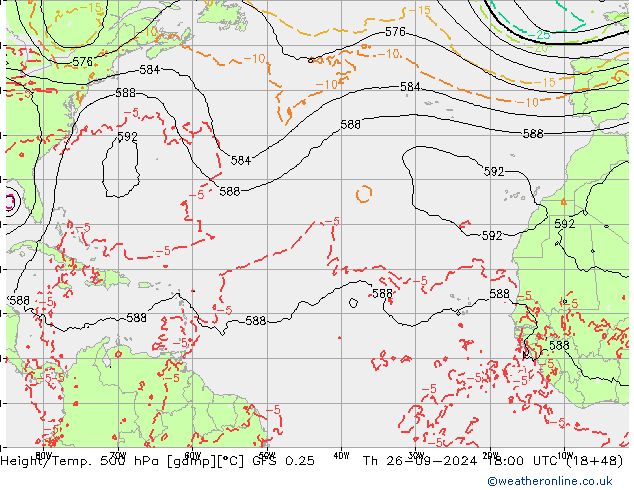 Z500/Rain (+SLP)/Z850 GFS 0.25 czw. 26.09.2024 18 UTC