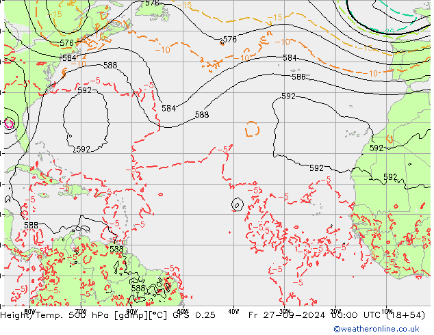 Z500/Rain (+SLP)/Z850 GFS 0.25 Pá 27.09.2024 00 UTC