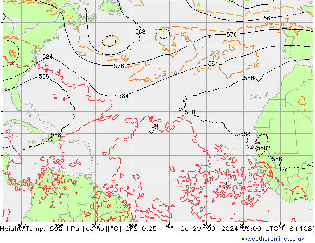 Z500/Rain (+SLP)/Z850 GFS 0.25 Dom 29.09.2024 06 UTC