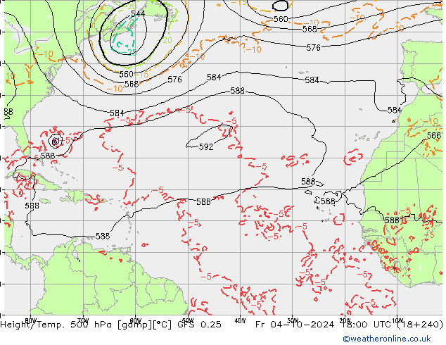 Z500/Rain (+SLP)/Z850 GFS 0.25 pt. 04.10.2024 18 UTC