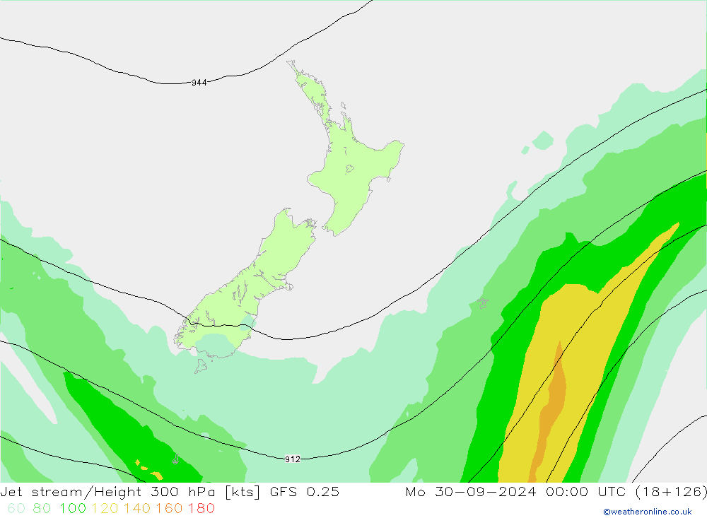 Jet stream/Height 300 hPa GFS 0.25 Mo 30.09.2024 00 UTC