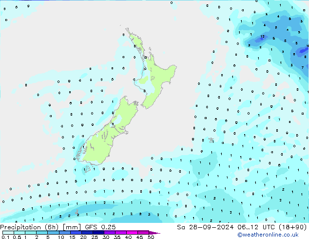 Z500/Regen(+SLP)/Z850 GFS 0.25 za 28.09.2024 12 UTC