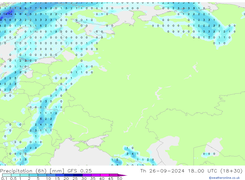 Z500/Regen(+SLP)/Z850 GFS 0.25 do 26.09.2024 00 UTC