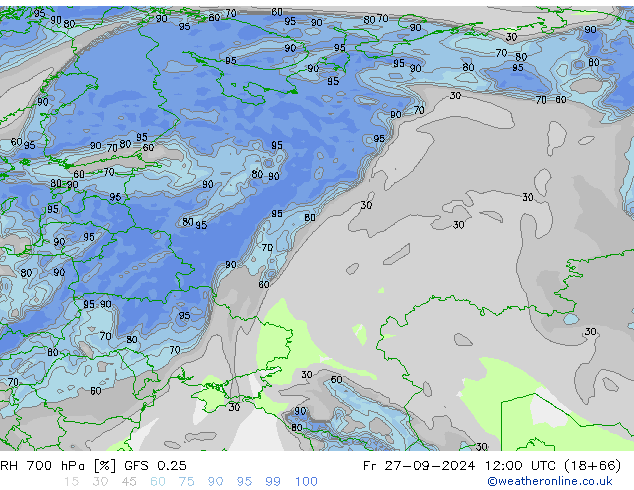 700 hPa Nispi Nem GFS 0.25 Cu 27.09.2024 12 UTC