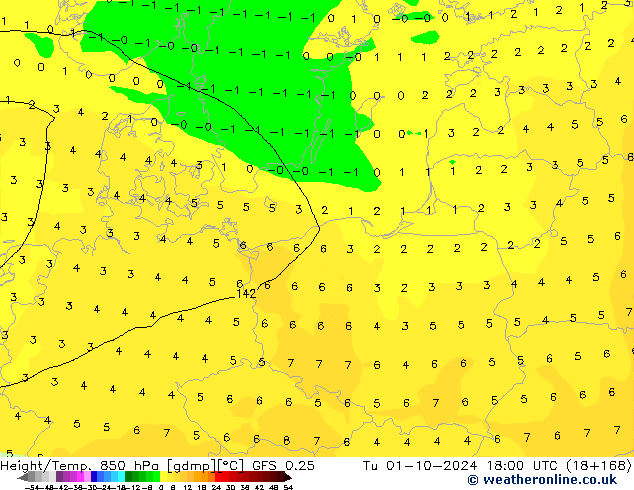 GFS 0.25: Ter 01.10.2024 18 UTC