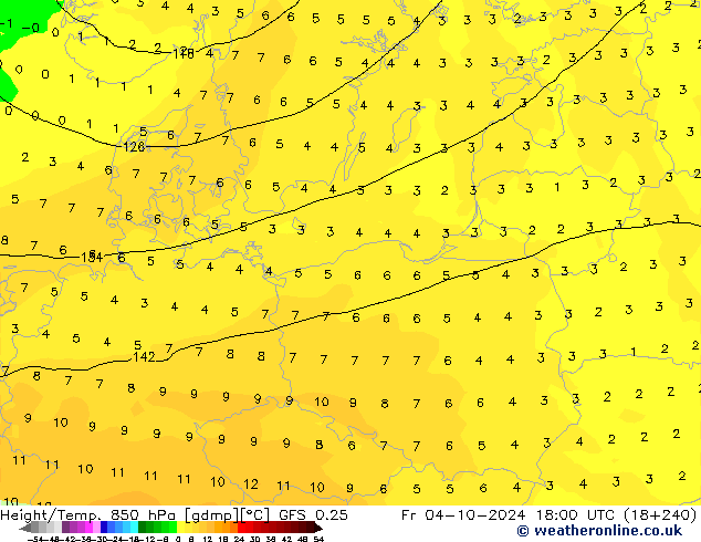 Z500/Rain (+SLP)/Z850 GFS 0.25  04.10.2024 18 UTC