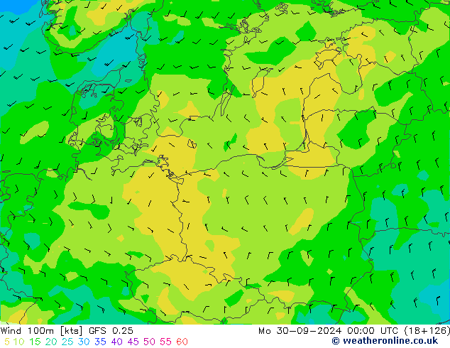 Rüzgar 100m GFS 0.25 Pzt 30.09.2024 00 UTC