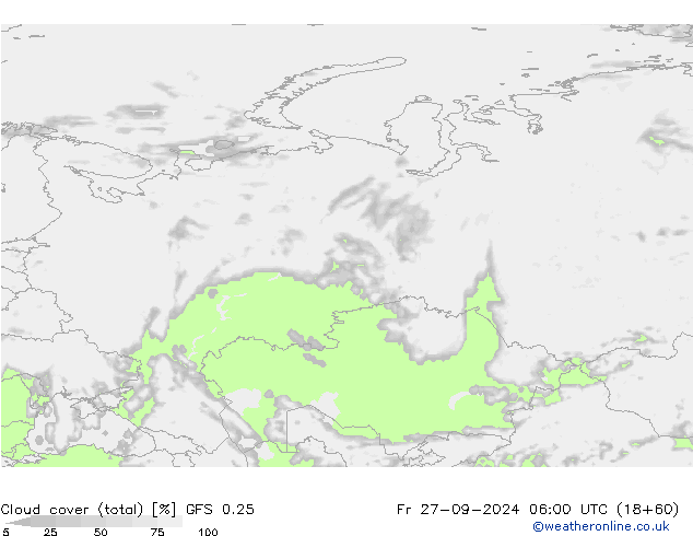 Nubi (totali) GFS 0.25 ven 27.09.2024 06 UTC