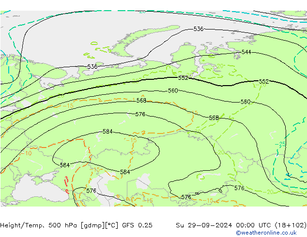 Z500/Rain (+SLP)/Z850 GFS 0.25 Ne 29.09.2024 00 UTC