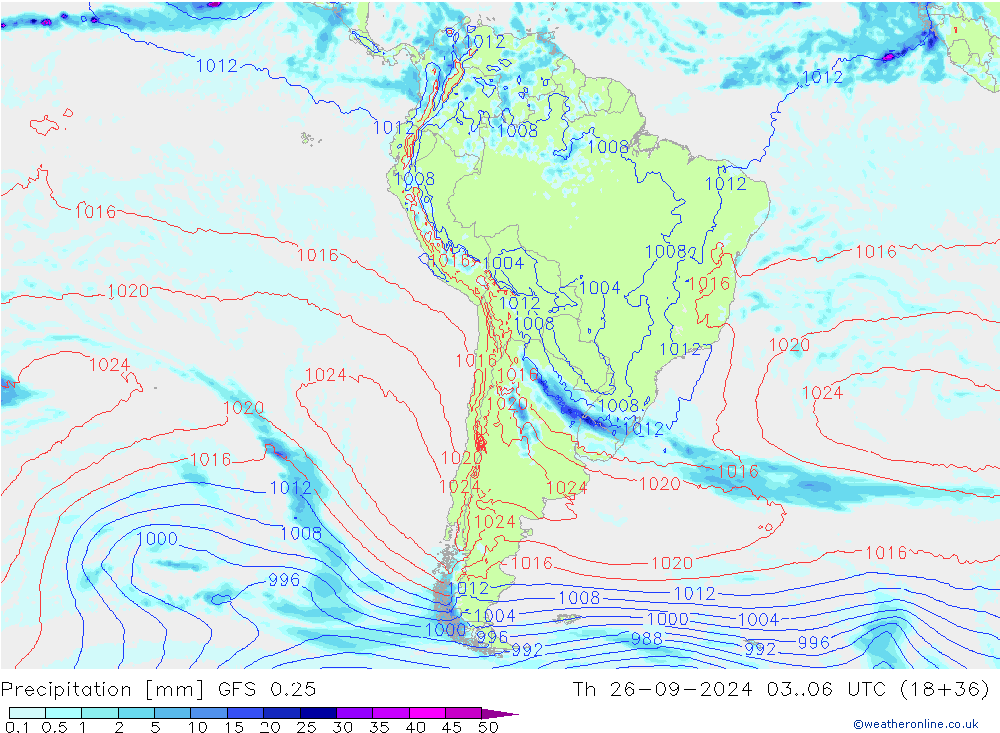 opad GFS 0.25 czw. 26.09.2024 06 UTC