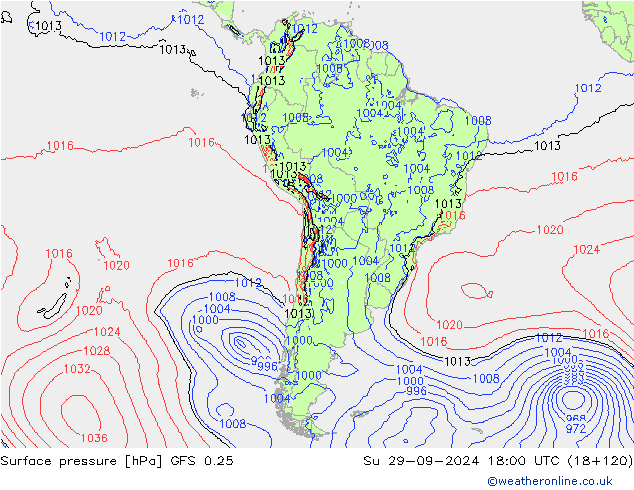 GFS 0.25: Paz 29.09.2024 18 UTC