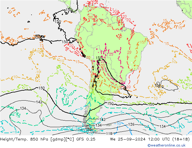 Z500/Rain (+SLP)/Z850 GFS 0.25 mer 25.09.2024 12 UTC