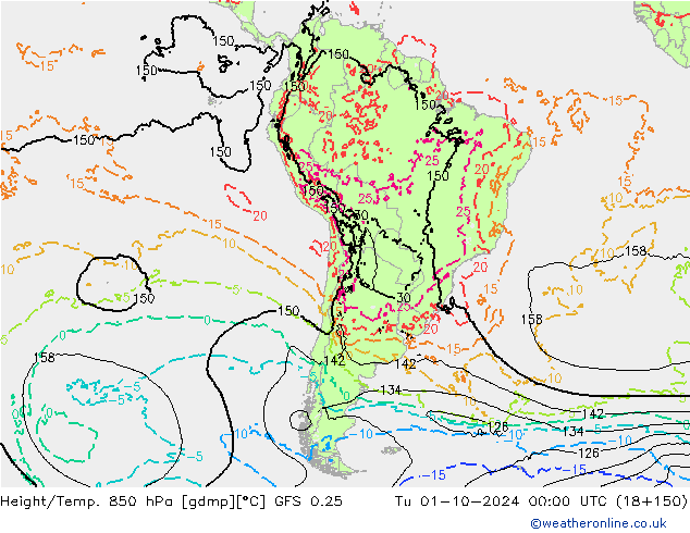 Z500/Rain (+SLP)/Z850 GFS 0.25 mar 01.10.2024 00 UTC