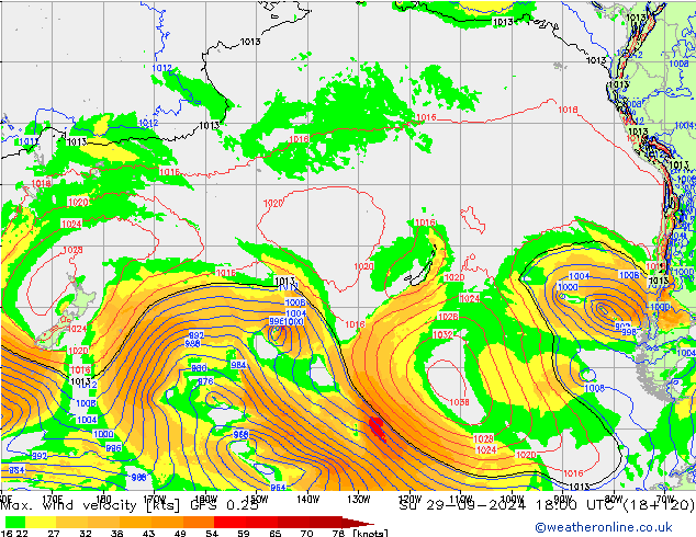 Max. wind velocity GFS 0.25 Su 29.09.2024 18 UTC