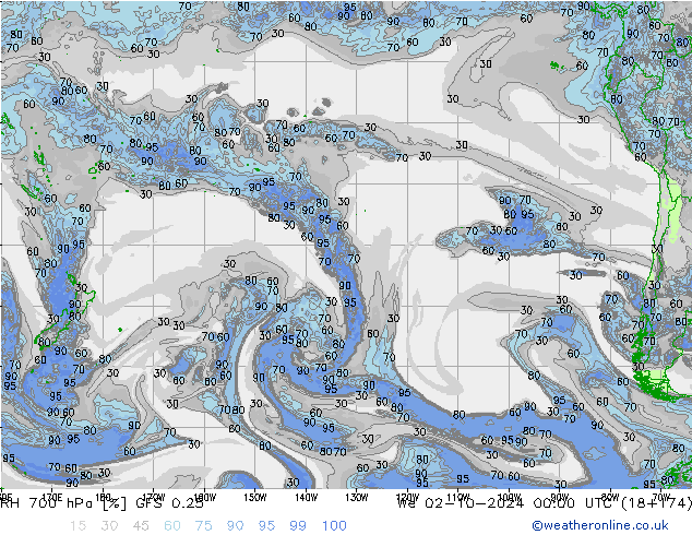 RH 700 hPa GFS 0.25  02.10.2024 00 UTC