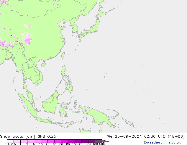 Snow accu. GFS 0.25 St 25.09.2024 00 UTC