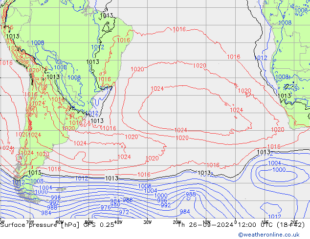 GFS 0.25: gio 26.09.2024 12 UTC