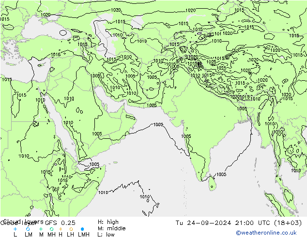 Cloud layer GFS 0.25  24.09.2024 21 UTC