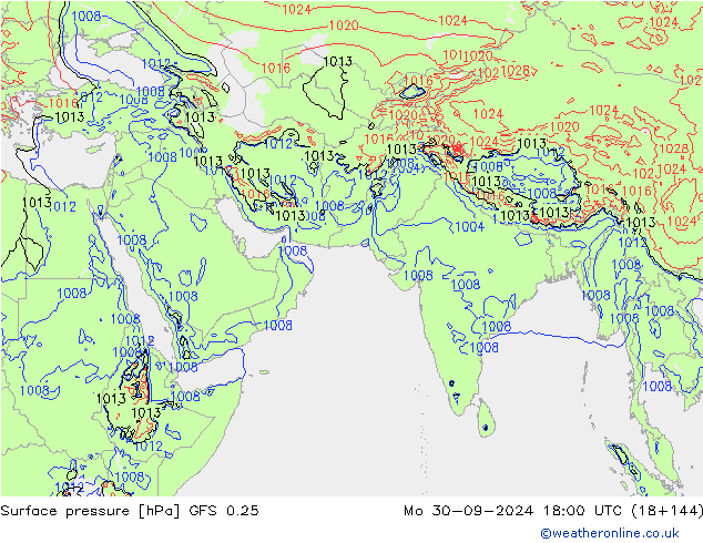 GFS 0.25: pon. 30.09.2024 18 UTC