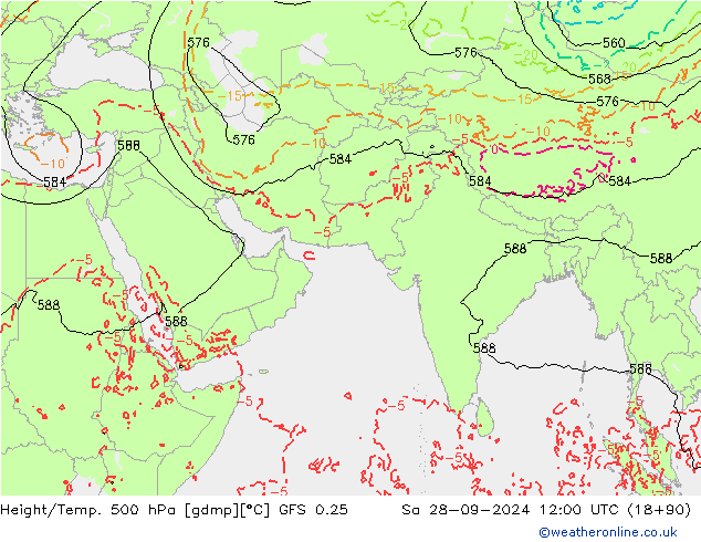 Z500/Rain (+SLP)/Z850 GFS 0.25 Sa 28.09.2024 12 UTC