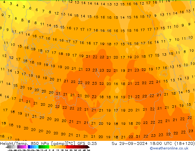 Z500/Rain (+SLP)/Z850 GFS 0.25 Su 29.09.2024 18 UTC