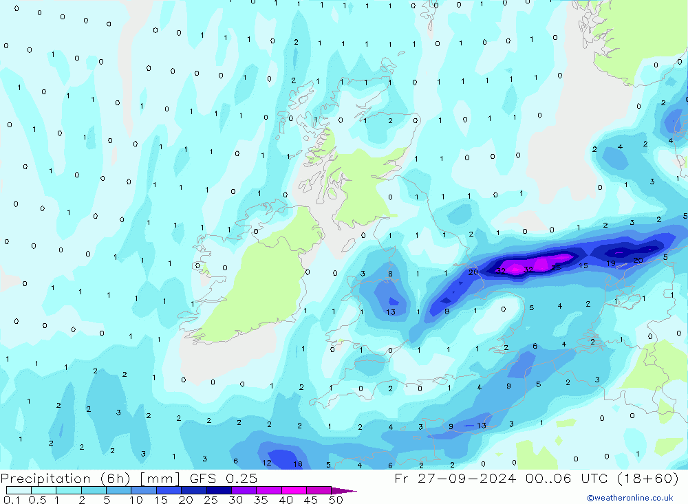 Z500/Rain (+SLP)/Z850 GFS 0.25 ven 27.09.2024 06 UTC