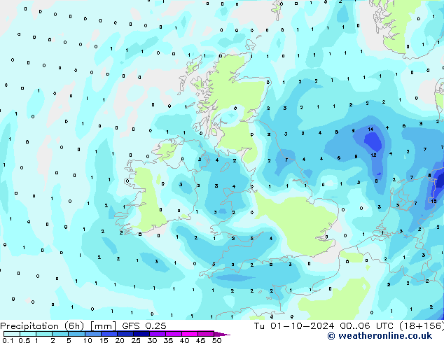 Z500/Rain (+SLP)/Z850 GFS 0.25 mar 01.10.2024 06 UTC