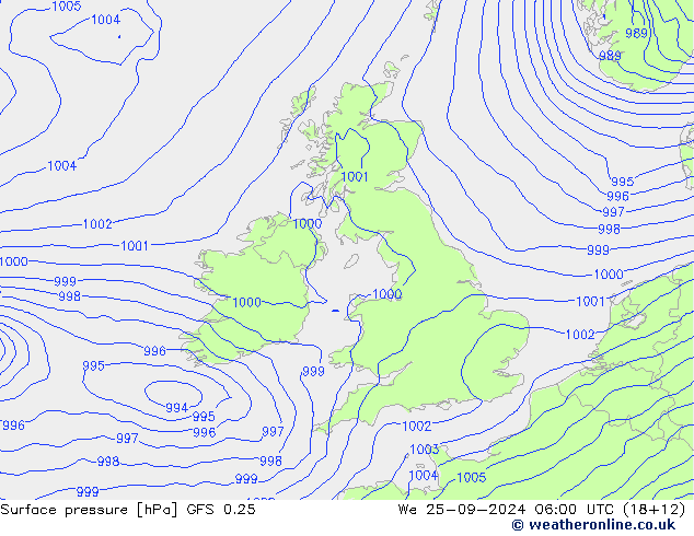 GFS 0.25: mer 25.09.2024 06 UTC