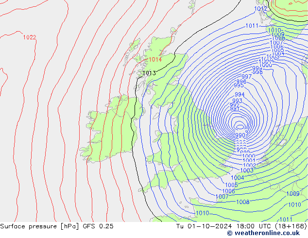 GFS 0.25: di 01.10.2024 18 UTC