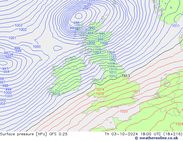 GFS 0.25: jue 03.10.2024 18 UTC