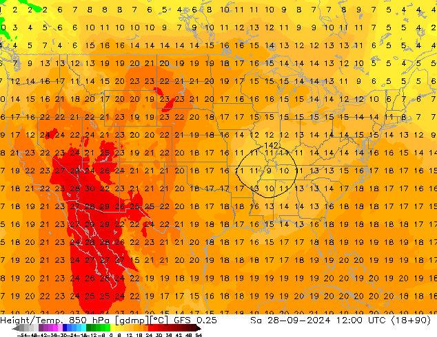 Z500/Rain (+SLP)/Z850 GFS 0.25 Sa 28.09.2024 12 UTC