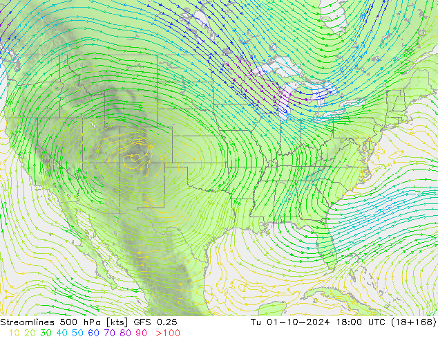 Rüzgar 500 hPa GFS 0.25 Sa 01.10.2024 18 UTC