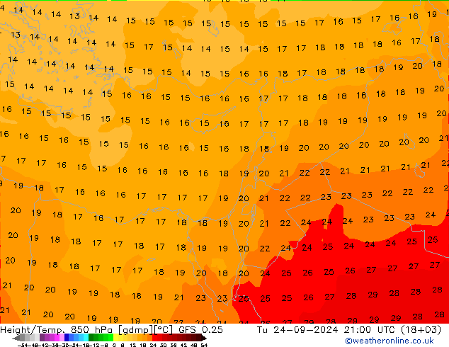 Z500/Rain (+SLP)/Z850 GFS 0.25 Tu 24.09.2024 21 UTC