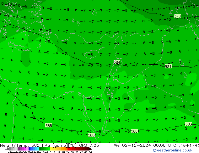 Height/Temp. 500 hPa GFS 0.25 śro. 02.10.2024 00 UTC