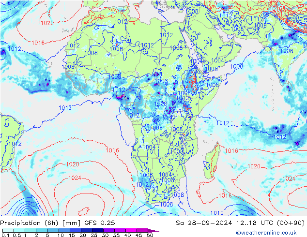 Z500/Rain (+SLP)/Z850 GFS 0.25 sáb 28.09.2024 18 UTC