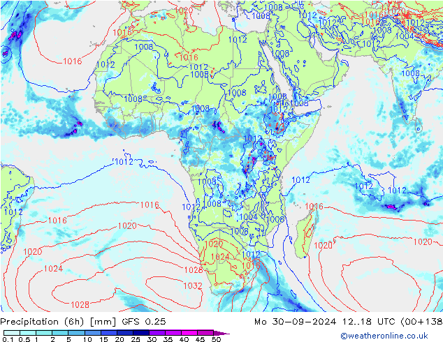 Z500/Rain (+SLP)/Z850 GFS 0.25 пн 30.09.2024 18 UTC