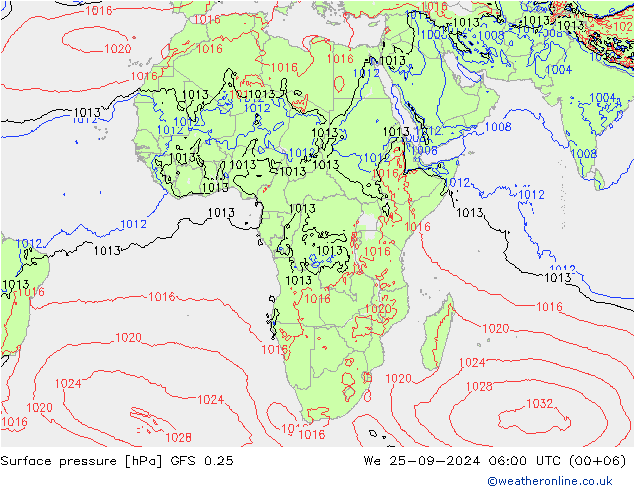 GFS 0.25: mer 25.09.2024 06 UTC