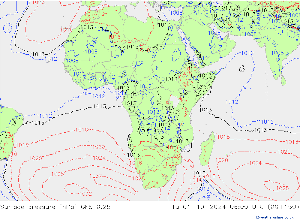 Presión superficial GFS 0.25 mar 01.10.2024 06 UTC