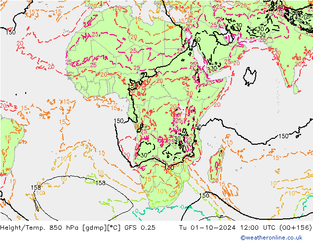 Z500/Rain (+SLP)/Z850 GFS 0.25 mar 01.10.2024 12 UTC