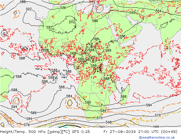 Z500/Rain (+SLP)/Z850 GFS 0.25 ven 27.09.2024 21 UTC