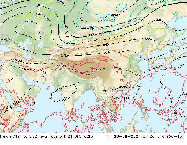 Height/Temp. 500 hPa GFS 0.25 Th 26.09.2024 21 UTC