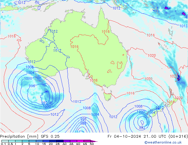 Precipitation GFS 0.25 Fr 04.10.2024 00 UTC