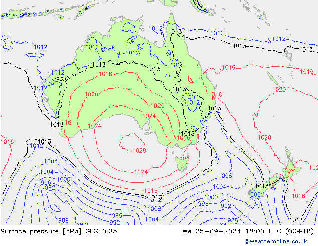 GFS 0.25: Qua 25.09.2024 18 UTC