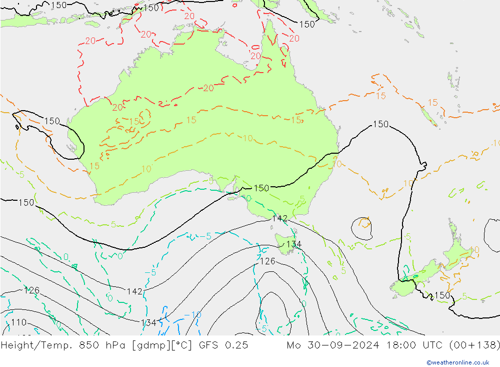 Z500/Rain (+SLP)/Z850 GFS 0.25 Mo 30.09.2024 18 UTC