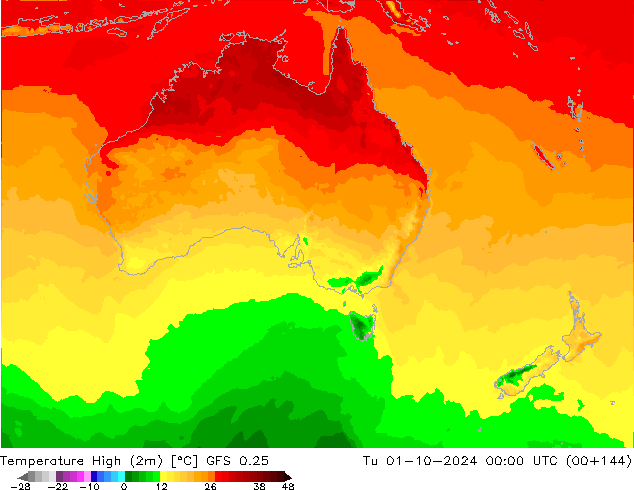 température 2m max GFS 0.25 mar 01.10.2024 00 UTC