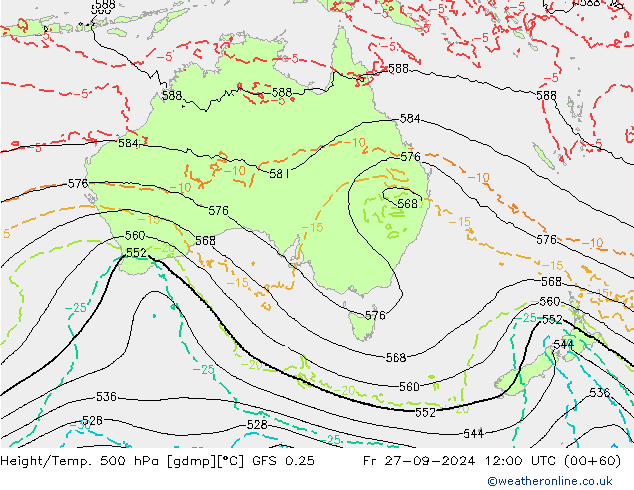 Height/Temp. 500 hPa GFS 0.25 Fr 27.09.2024 12 UTC